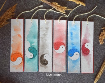 Original watercolor bookmark Yin-Yang