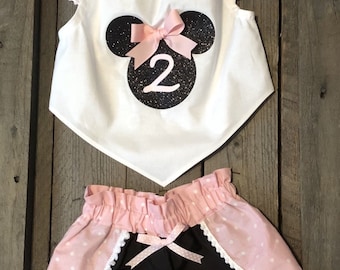 Light Pink and Black Minnie Mouse 2 Outfit