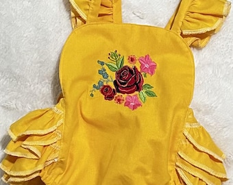 Sweet Yellow Ruffled Romper