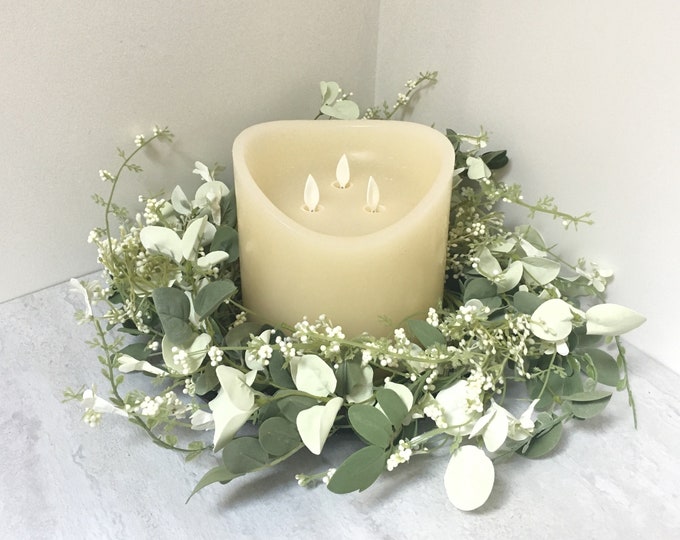 Spring Candle Ring Greenery Candle Ring Farmhouse Etsy