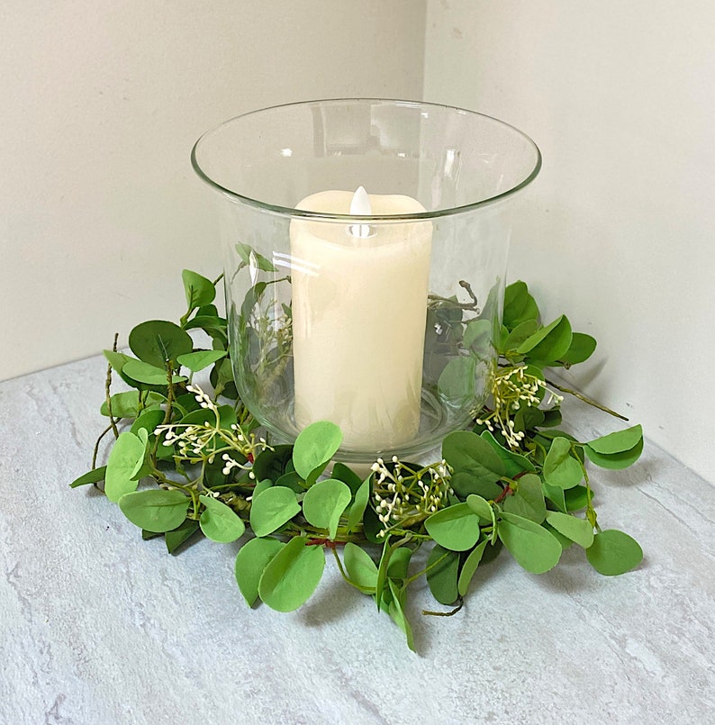 Spring Candle Ring Greenery Candle Ring Spring Wreath Etsy