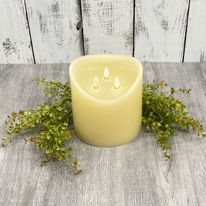 3 Wick Cream LED Candle, Cream Flameless Candle, 6X6 Candle, Large Cream Candle, 3 Wick Candle, LED Candle