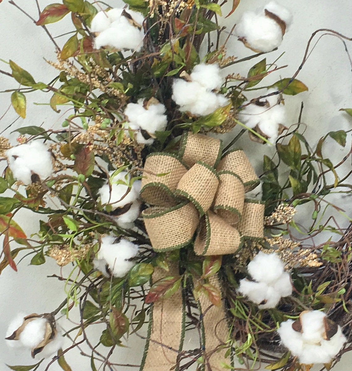 Cotton Boll Wreath Cotton Wreath Fall Wreath Natural Etsy