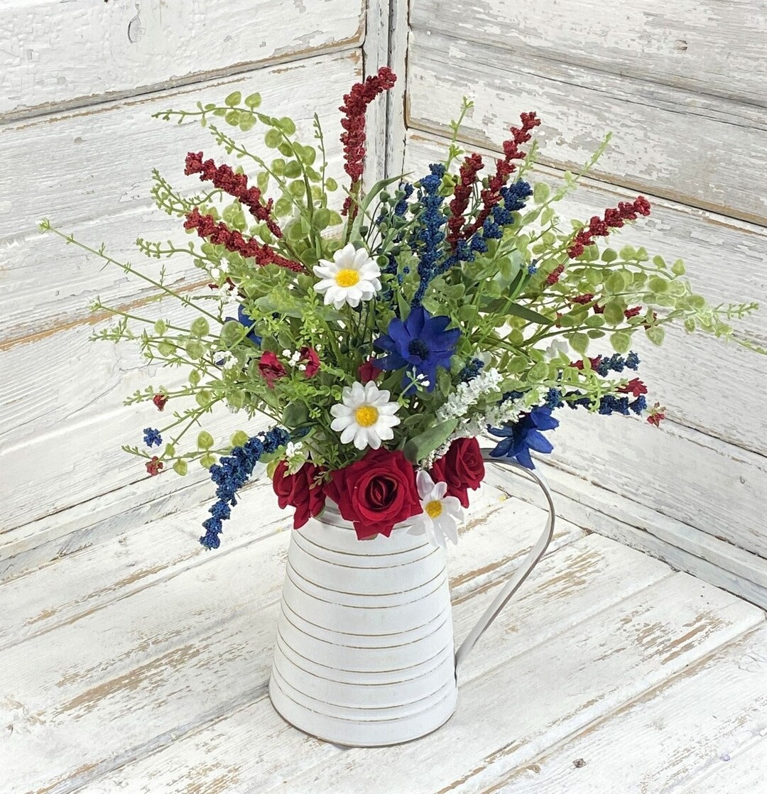 Patriotic Vase Filler Red White Blue Vase Filler Stems Etsy