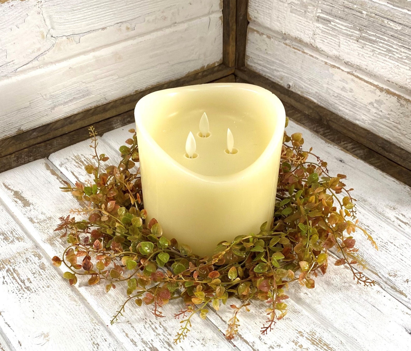 Large Fall Candle Ring Fall Centerpiece Autumn Candle Ring Etsy