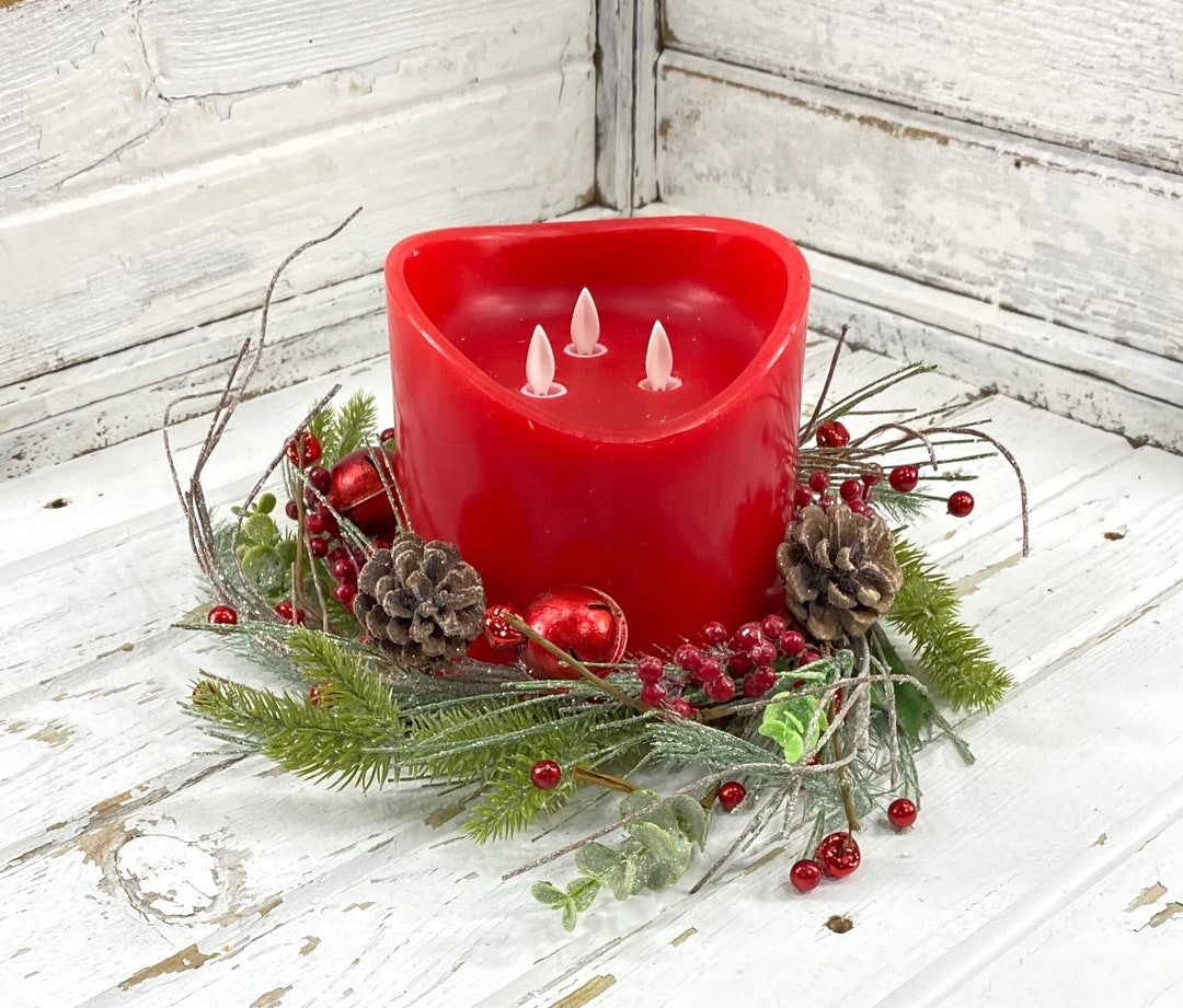 Large Christmas Candle Ring Holiday Candle Ring Small Etsy UK