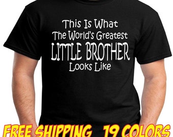 LITTLE BROTHERR Camisa divertida hermano pequeño regalo cumpleaños regalo de Navidad camiseta para adultos y jóvenes