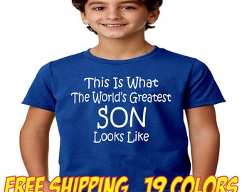 SON Shirt Funny Son Kids Boys Youth Worlds Greatest Birthday Christmas Gift Tee T Shirt