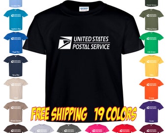 USPS shirt White print 19 Colors FREE Shipping