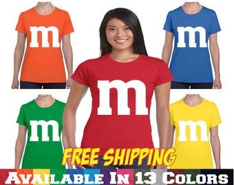 M&M T shirt  M and M T shirt Halloween Costume Ladies Junior Fit T Shirt Tee