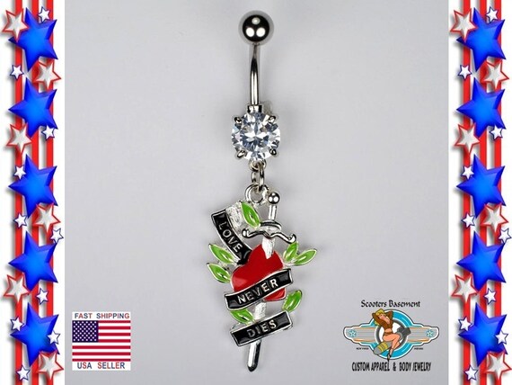 316L Surgical Steel Belly Button Navel Ring Dangling Multi Colour Heart Lock and Key 316L Surgical Steel Belly Button Navel Ring Dangling Multi Colour Heart Lock and Key