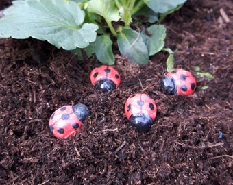 Miniature Ceramic Ladybirds, Ladybirds for Fairy Gardens, Ladybugs for fairy Gardens , Ladybirds for Crafters, Card Accessories