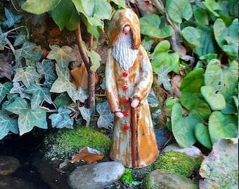 Ceramic Wizard / Gnome  for outdoor fairy garden
