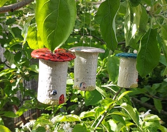 Fairy House Bell - Ceramic windchime for Fairy gardens (frostproof)