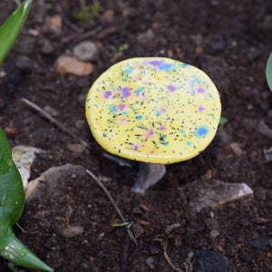 Ceramic mushroom for Fairy Garden, ceramic toadstool, plant pot decoration , stocking filler for her Lemon