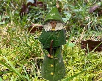 Smaller Ceramic lady Wizard / Gnome  for outdoor fairy garden