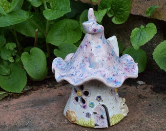 Pastel Pink Pottery Fairy House