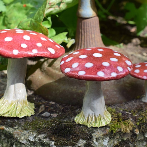 Larger Ceramic Mushrooms for Fairy Garden