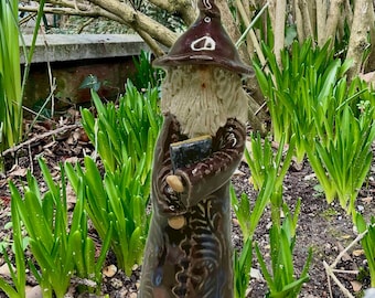 Smaller Ceramic Wizard / Gnome  for outdoor fairy garden
