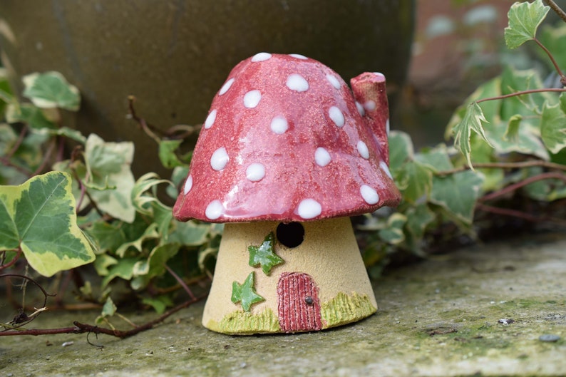 Large Ceramic Mushroom Houses for planter fairy garden Etsy