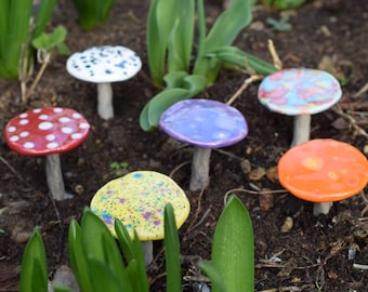 Ceramic mushroom for Fairy Garden, ceramic toadstool, plant pot decoration , stocking filler for her