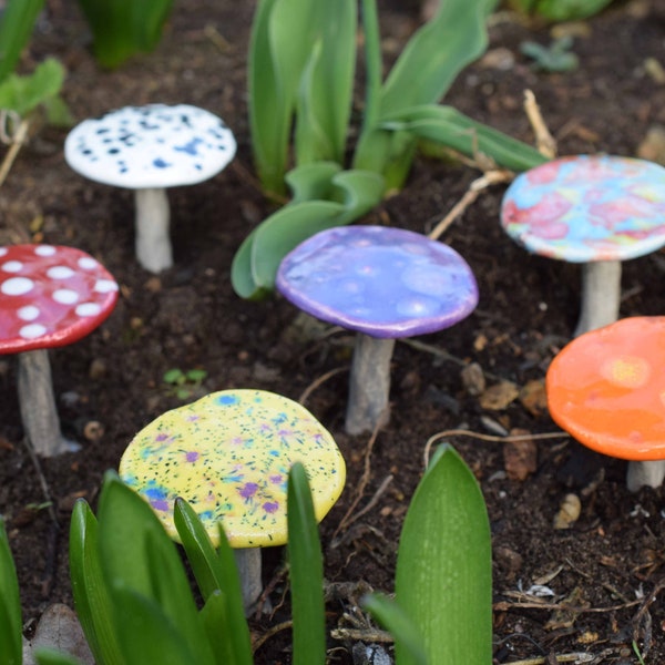 Handmade Ceramic Mushroom: Fairy Garden Toadstool Decor