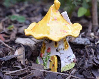 Yellow Ceramic Fairy House -New design for 2022