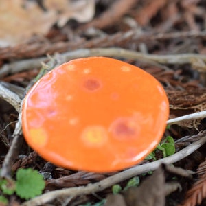 Ceramic mushroom for Fairy Garden, ceramic toadstool, plant pot decoration , stocking filler for her Orange