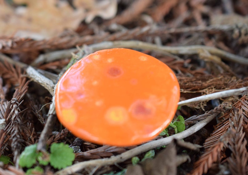 Ceramic mushroom for Fairy Garden, ceramic toadstool, plant pot decoration , stocking filler for her Orange