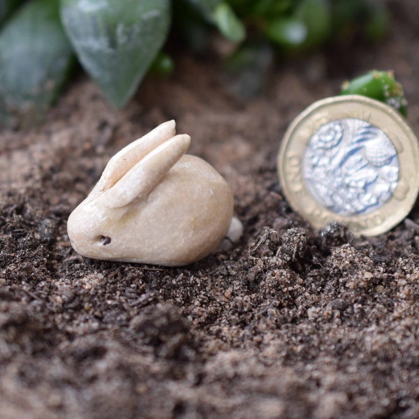 Miniature Ceramic Rabbit/ Bunny, fairy garden accessory, pot plant decoration