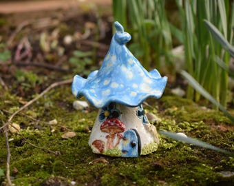 Blue Ceramic Fairy House
