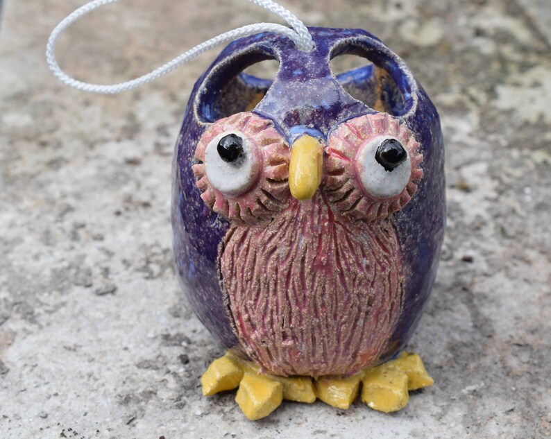 Large Ceramic Owl Shaped Bird Feeder Etsy