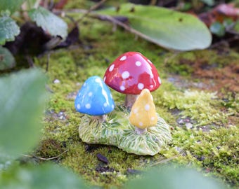 Triple Mushroom Cluster for fairy garden