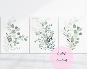 Printable Wall Art Botanical Wall Art Home Decor Spa Decor Digital Download Eucalyptus Print Watercolor Wall Art Downloadable Wall Art Gift