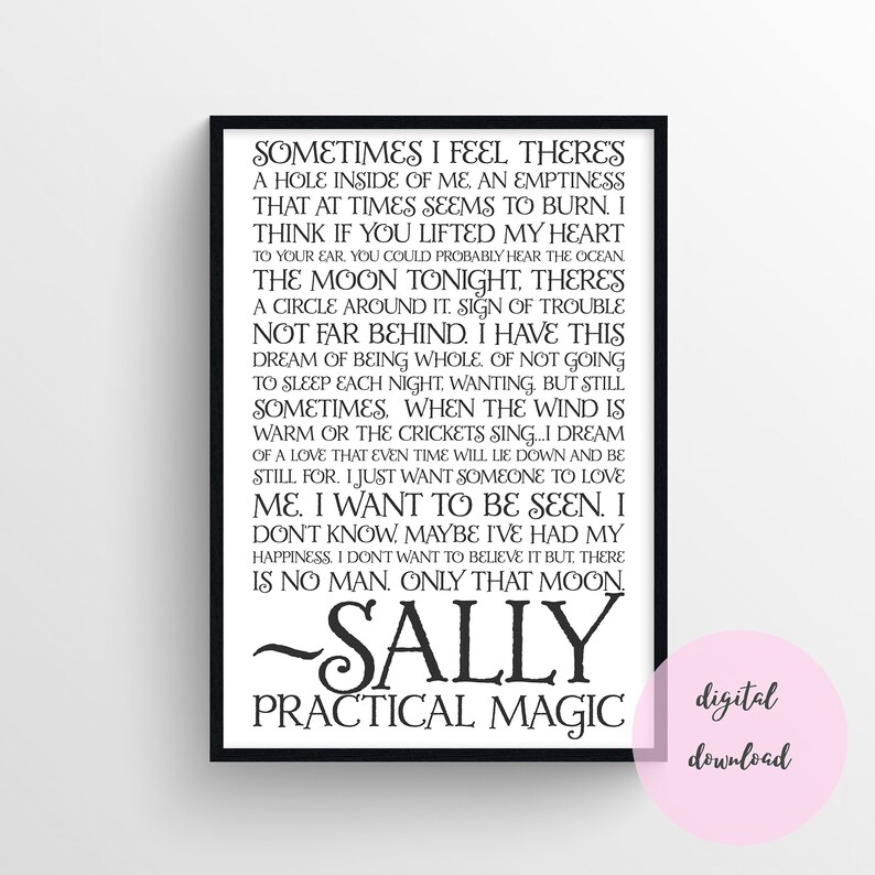 Digital Wall Art Printable Wall Art Movie Quote Wall Art Practical Magic Quote Wall Art Romantic Quote Wall Art Gift For Her Valentines Day image 4
