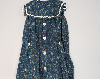 Vintage Handmade Flower and Heart Pattern Toddler Dress