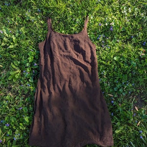 Vintage 90s Express Compagnie Internationale Brown Embroidered Dress