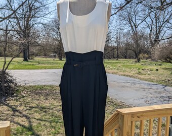 Vintage 80s Black and White Jumpsuit by Dawn Joy II