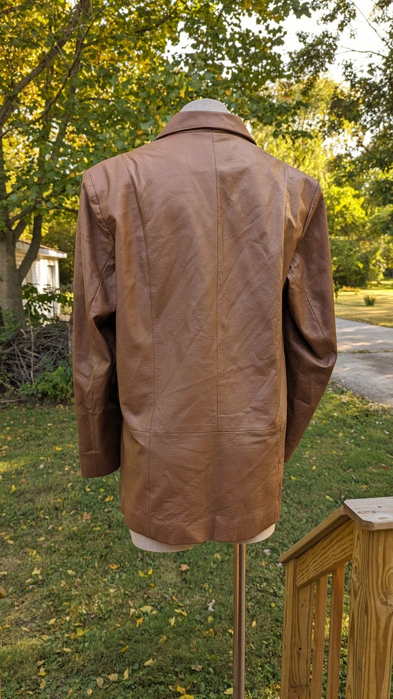 Vintage Brown Leather Button Up Jacket by Chadwic… - image 5