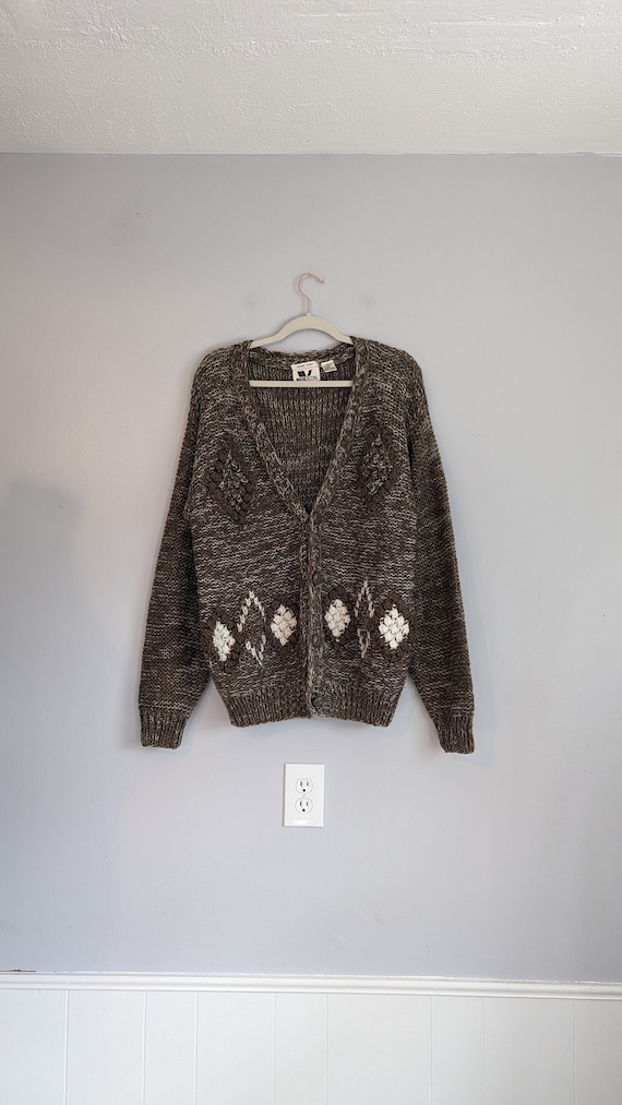 Vintage 80s Hand Knit Cardigan by Wayne Scott