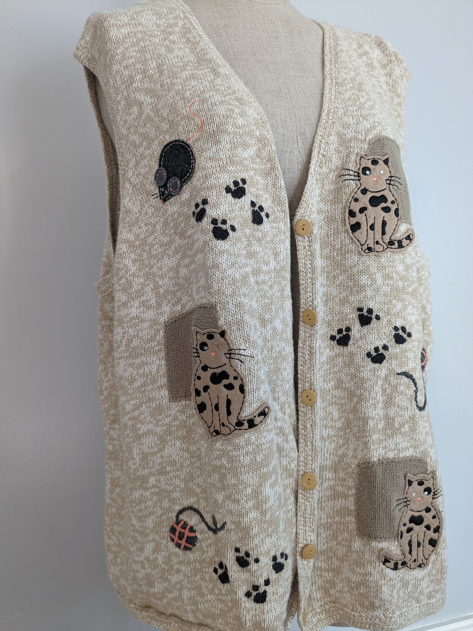 Vintage Embroidered Cat Sweater Vest by Christopher & Banks Etsy
