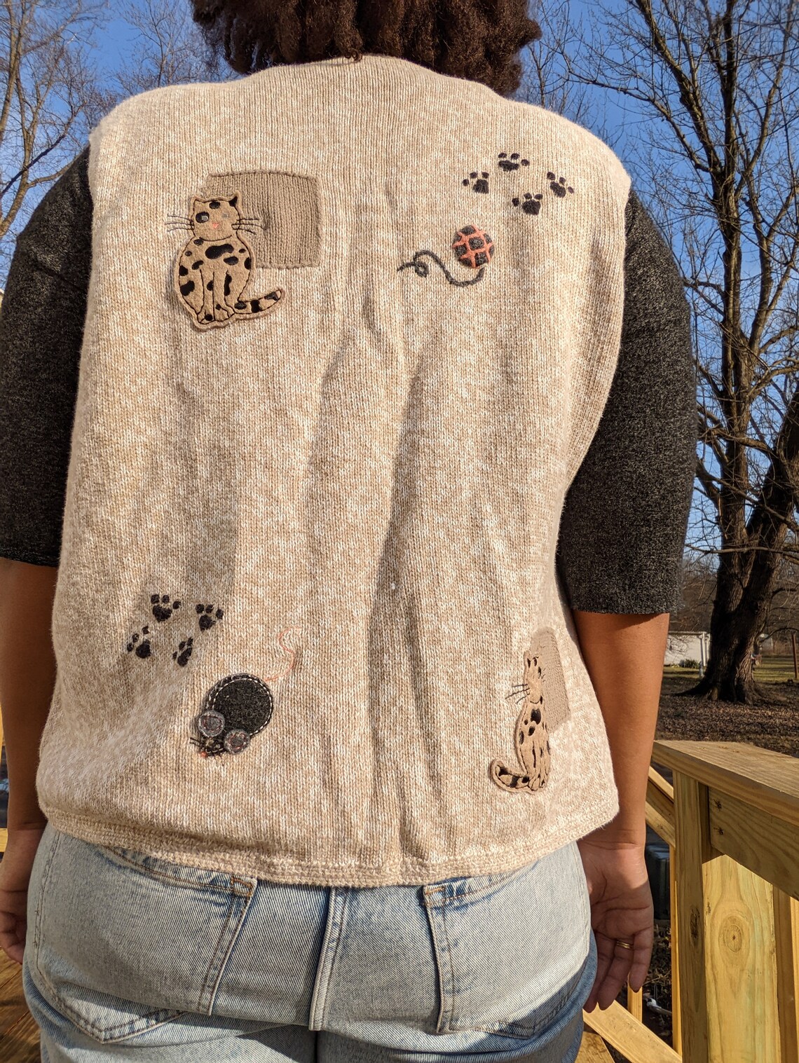 Vintage Embroidered Cat Sweater Vest by Christopher & Banks Etsy
