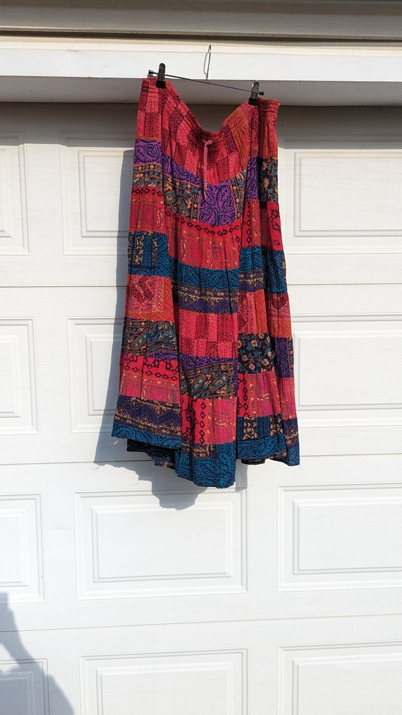 Vintage 90s Boho Tribal Maxi Skirt