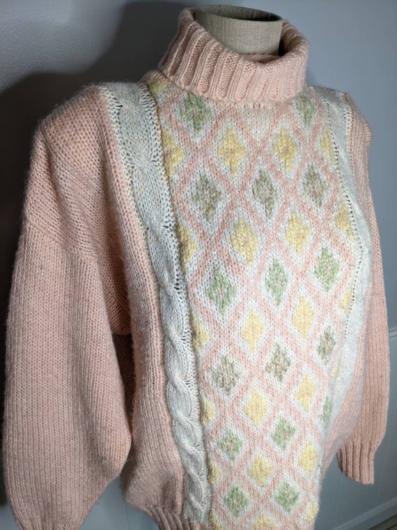 90s Pink Turtleneck Sweater by Tarazzia - image 3