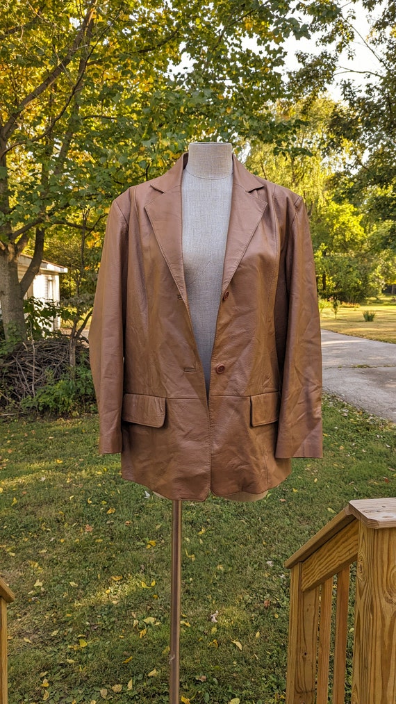 Vintage Brown Leather Button Up Jacket by Chadwic… - image 2