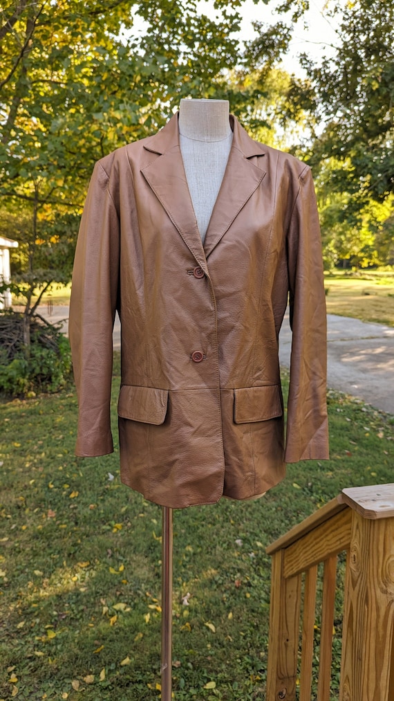 Vintage Brown Leather Button Up Jacket by Chadwic… - image 1