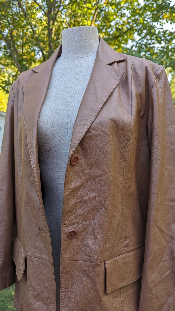 Vintage Brown Leather Button Up Jacket by Chadwic… - image 4