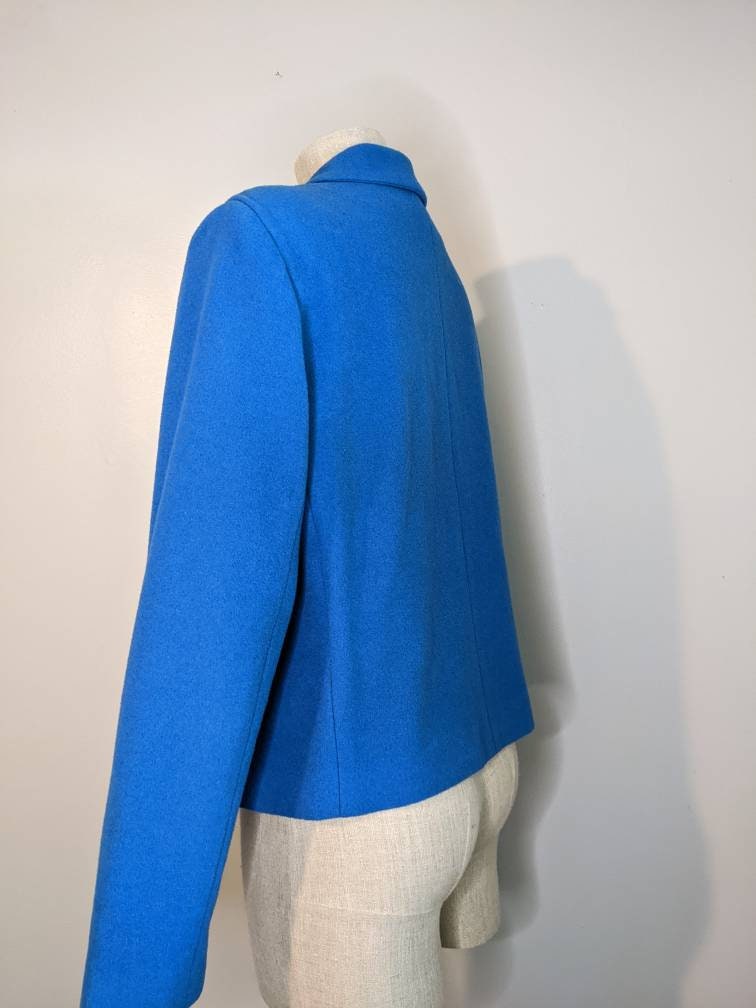 90s Harve Benard Cropped Blue Wool Jacket - Etsy