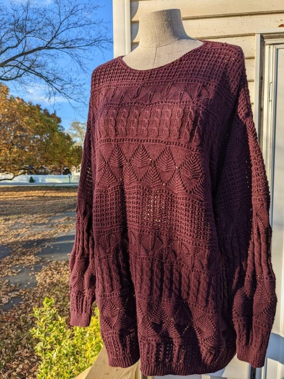 Vintage 90s Liz and Co Purple Knit Sweater