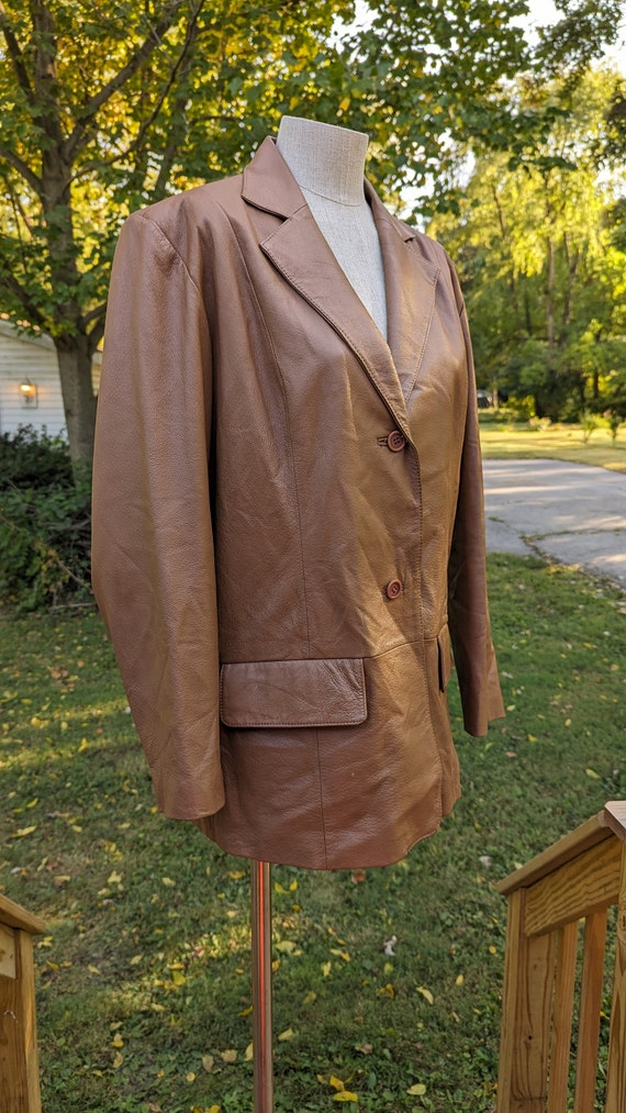Vintage Brown Leather Button Up Jacket by Chadwic… - image 6